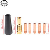 7 db/szett gázmentes fúvókacsúcsok Century FC90 folyasztószeres huzalhoz 0,8/0,9/1/1,2 mm FC90 MIG Welder hegesztőpisztoly hegesztési tartozékok