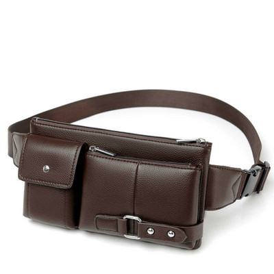 Multi Pocket Fanny Pack PU ādas jostas soma Plāna plecu soma gurnu somiņa ar regulējamu jostas siksnu ikdienas soma āra dienas soma