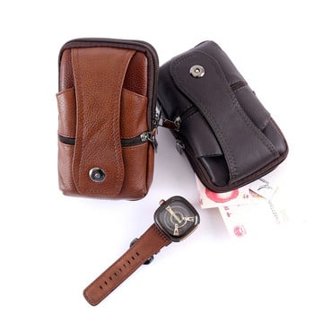 Мъжка чанта месинджър ретро кожена чанта през рамо Мъжка малка чанта месинджър кожена чанта чанта за мобилен телефон ежедневна бизнес чанта за кръста