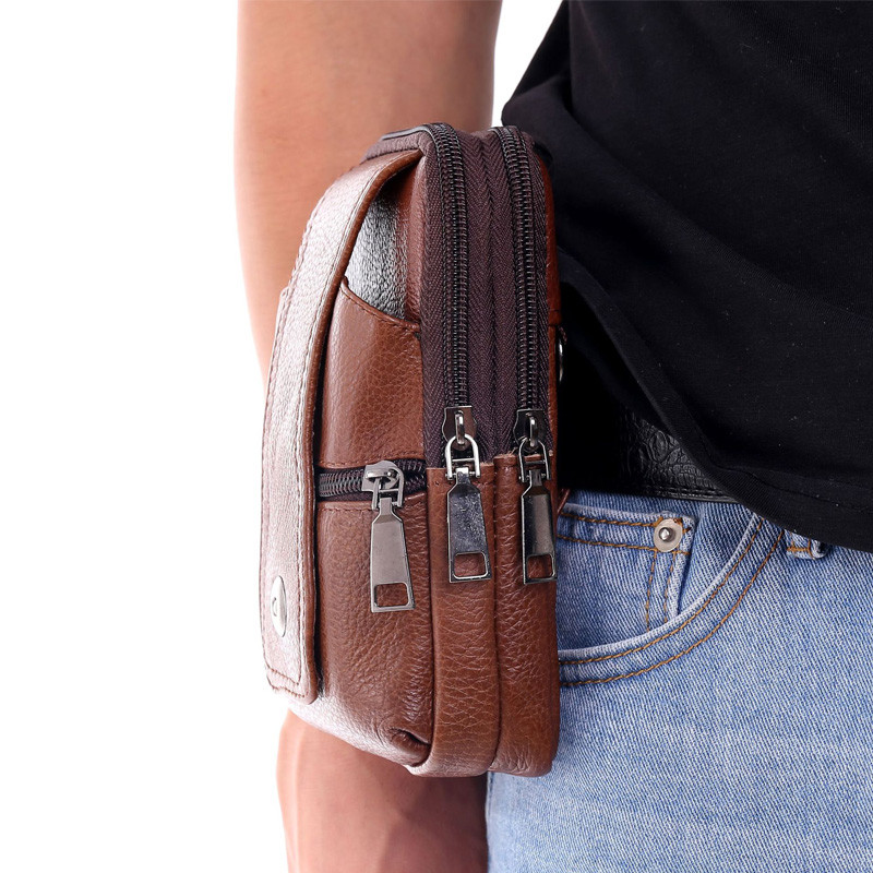 Férfi futártáska retro bőr válltáska férfi kis futártáska bőrtáska mobiltelefon táska alkalmi üzleti deréktáska