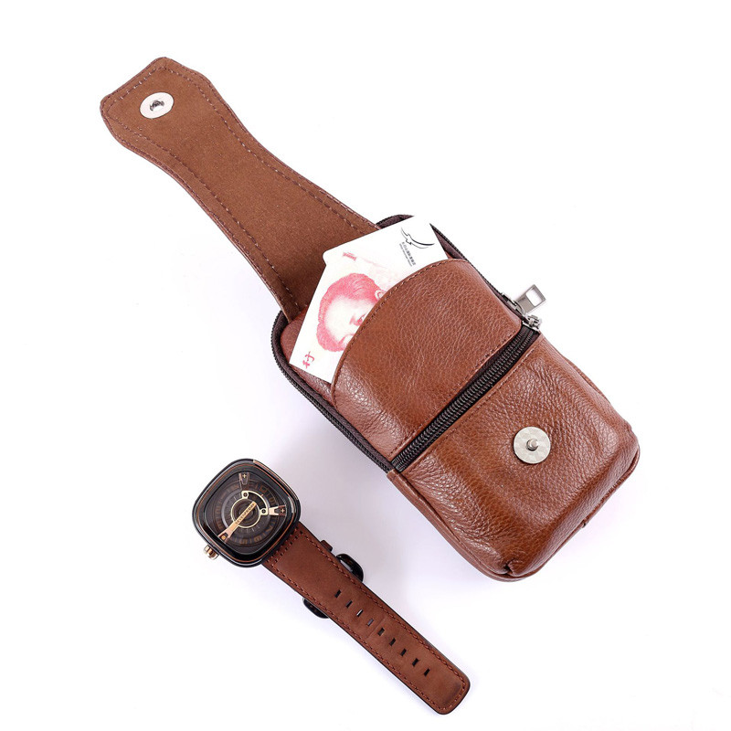 Férfi futártáska retro bőr válltáska férfi kis futártáska bőrtáska mobiltelefon táska alkalmi üzleti deréktáska