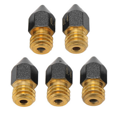 5 db 3D nyomtató Hotend fúvóka 0,4 mm-es sárgaréz PTFE bevonatú extruder forróvégű fúvóka 1,75 mm-es filamenthez