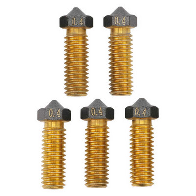 5 db 3D nyomtató Hotend fúvóka 0,4 mm-es sárgaréz PTFE bevonatú extruder forróvégű fúvóka 1,75 mm-es filamenthez