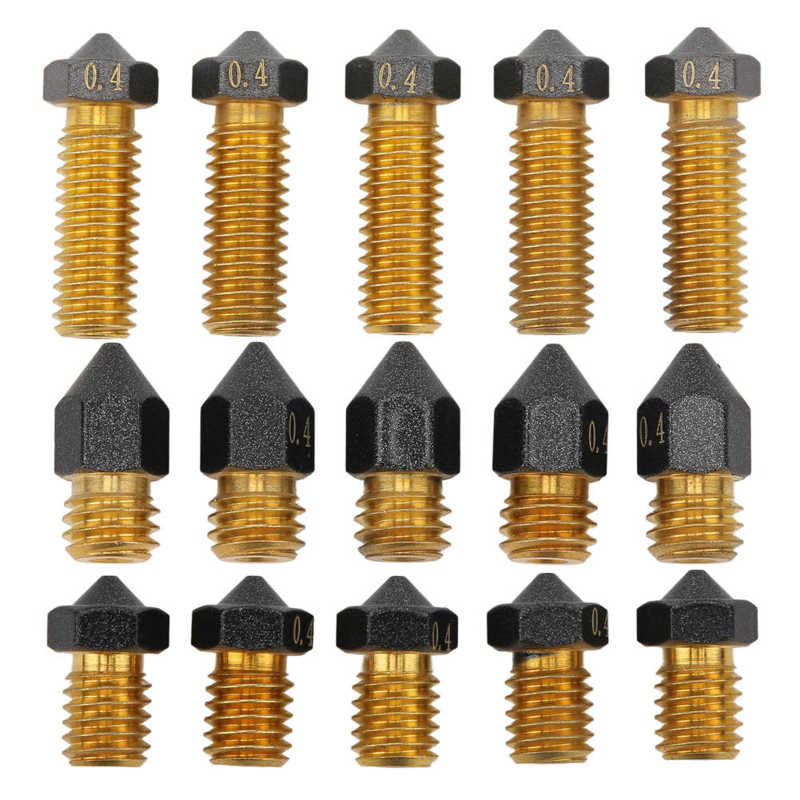 5 db 3D nyomtató Hotend fúvóka 0,4 mm-es sárgaréz PTFE bevonatú extruder forróvégű fúvóka 1,75 mm-es filamenthez
