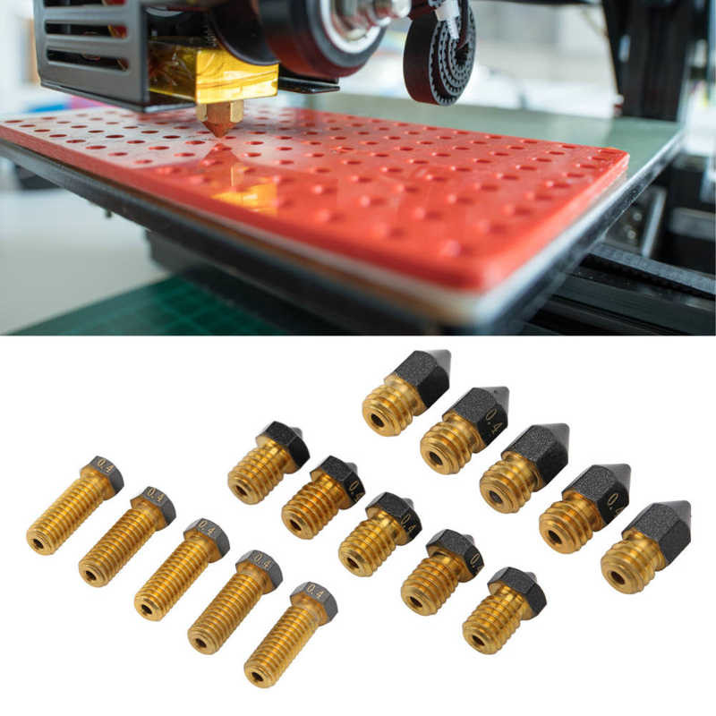 5 db 3D nyomtató Hotend fúvóka 0,4 mm-es sárgaréz PTFE bevonatú extruder forróvégű fúvóka 1,75 mm-es filamenthez