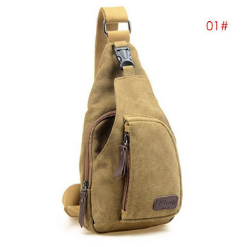 Νέα ανδρική vintage καμβάς δερμάτινη τσάντα ώμου τσάντα στήθος