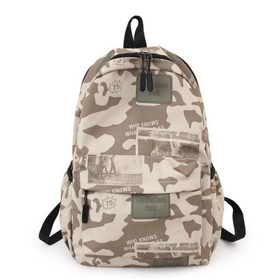 Modes vīriešu mugursoma Foršas skolas somas Teksta studentu grāmatu soma pusaudžu zēniem maskēšanās žakarda rāvējslēdzējs mīksts rokturis Oksforda