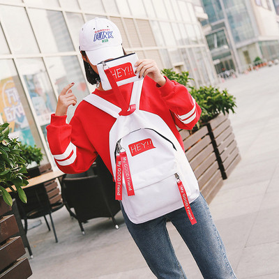 Hátizsák Divatos női tollas nyomtatott vászon hátizsákok tinédzser lányoknak puha hátú iskolatáskák női alkalmi hátizsák