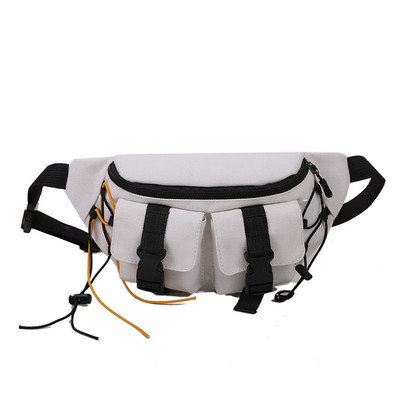 Unisex gatvės juosmens krepšiai Kasdieniai vienspalviai krūtinės krepšiai drobė Moterims Vyrams Užtrauktukas Fanny Bum diržo maišelis Kasdienis Kelionės Crossbody Shoul
