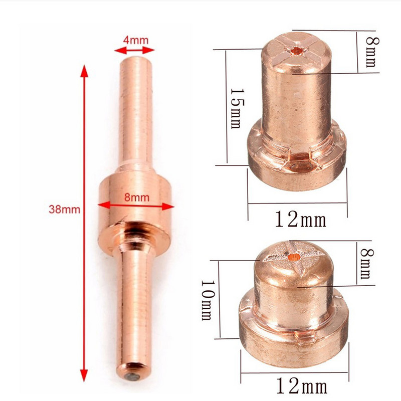 10 gab elektrodu un plazmas griezēja sprauslas LG-40 PT-31 griešanas deglim CUT40 CUT50 pagarināti garie uzgaļi īsi un gari pēc izvēles