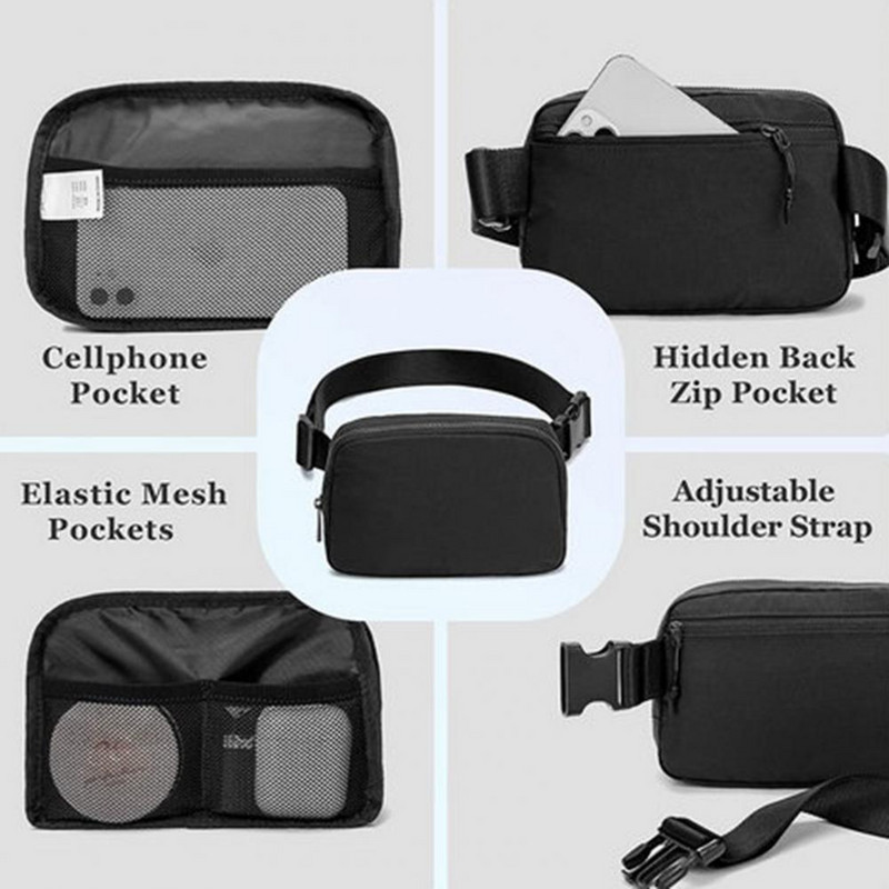 Divatos férfi női futártáska állítható pánttal, vízálló egyszínű, alkalmi sportövtáska, Fanny Pack deréktáska riñonera