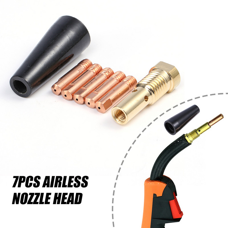 7 бр. Накрайници за безгазови дюзи K3493-1 Дюза за заваряване на горелка 0,8 mm/0,9 mm Безгазова дюза за аксесоари за заваряване с флюсова сърцевина Century FC90