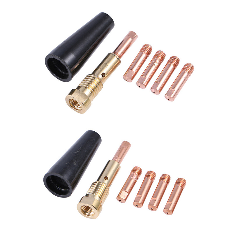 7 бр. Накрайници за безгазови дюзи K3493-1 Дюза за заваряване на горелка 0,8 mm/0,9 mm Безгазова дюза за аксесоари за заваряване с флюсова сърцевина Century FC90