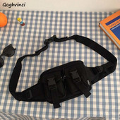 Derékcsomagok Női Hip-pop Harajuku Cross Body Vászontáska Zsebek Diákok Fanny Pack Uniszex Japán stílusú Retro, minden sikkes