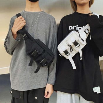 Раници за кръста Дамски хип-поп платнена чанта Harajuku Cross Body Джобове Студентски фани раница Унисекс японски стил Ретро Универсален шик