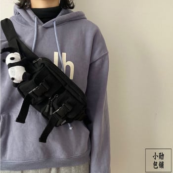 Πακέτα μέσης Γυναικεία Hip-pop Harajuku Cross Body τσάντα καμβά Τσέπες Φοιτητικά Fanny Pack Unisex Ιαπωνικό στυλ Ρετρό All-match Chic