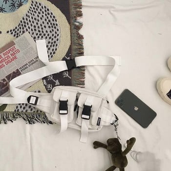 Раници за кръста Дамски хип-поп платнена чанта Harajuku Cross Body Джобове Студентски фани раница Унисекс японски стил Ретро Универсален шик