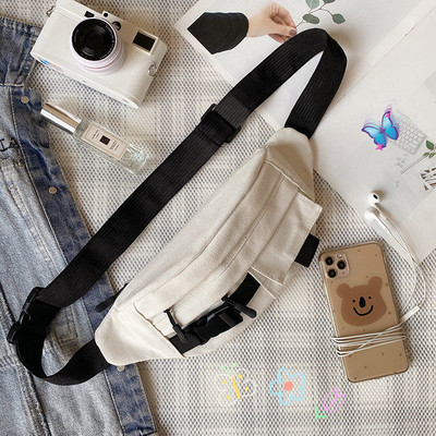 Derékcsomagok Női Hip-pop Harajuku Cross Body Vászontáska Zsebek Diákok Fanny Pack Uniszex Japán stílusú Retro, minden sikkes