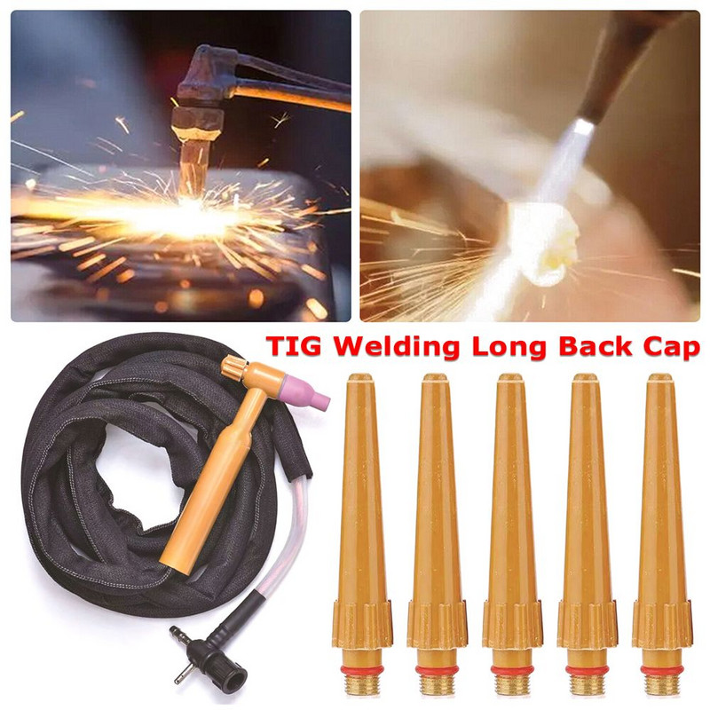 5 vnt TIG suvirinimo ilgas galinis dangtelis TIG suvirinimo degikliui QS/QQ300A TIG eksploatacinės medžiagos suvirinimo surinkimo priedai litavimo reikmenys