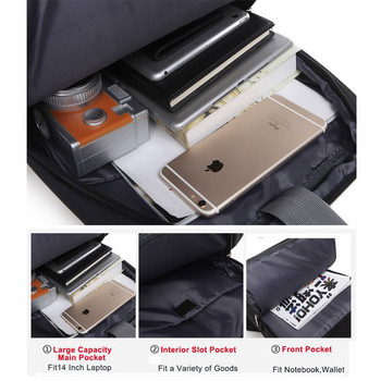 Ανδρικό αδιάβροχο σακίδιο πλάτης Casual Business σακίδιο ανδρικής κομψή τσάντα βιβλίου USB 15,6 ιντσών Τσάντα πλάτης για φορητό υπολογιστή πίσω Ανδρικές τσάντες
