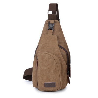 Férfi Női Vintage vászon bőr táska vállpánt kis mellkasi táska csomag utazás túrázás sport vállas hátizsák Cross Body