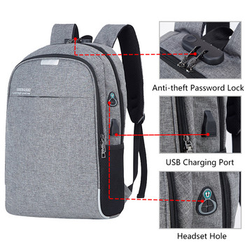 Αντικλεπτικό σακίδιο πλάτης ανδρικό αδιάβροχο 15,6 ιντσών σακίδιο πλάτης για φορητό υπολογιστή Τσάντα ταξιδίου USB φόρτισης εργασίας Επαγγελματική τσάντα ανδρική τσάντα πλάτης Μαύρο