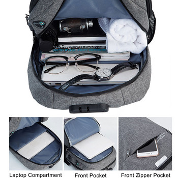 Αντικλεπτικό σακίδιο πλάτης ανδρικό αδιάβροχο 15,6 ιντσών σακίδιο πλάτης για φορητό υπολογιστή Τσάντα ταξιδίου USB φόρτισης εργασίας Επαγγελματική τσάντα ανδρική τσάντα πλάτης Μαύρο