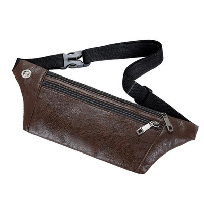 Modes Mini Fanny Pack Vīriešiem Retro PU ādas telefona maciņš Crossbody Solid Fanny jostas komplekti Ikdienas krūšu jostas plecu somas