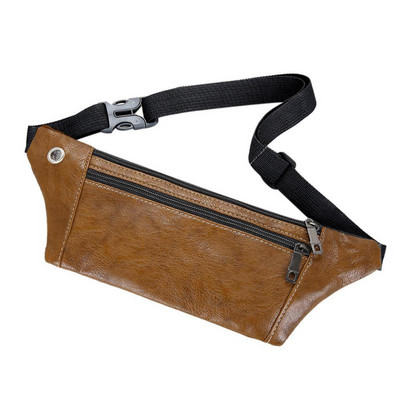 Modes Mini Fanny Pack Vīriešiem Retro PU ādas telefona maciņš Crossbody Solid Fanny jostas komplekti Ikdienas krūšu jostas plecu somas