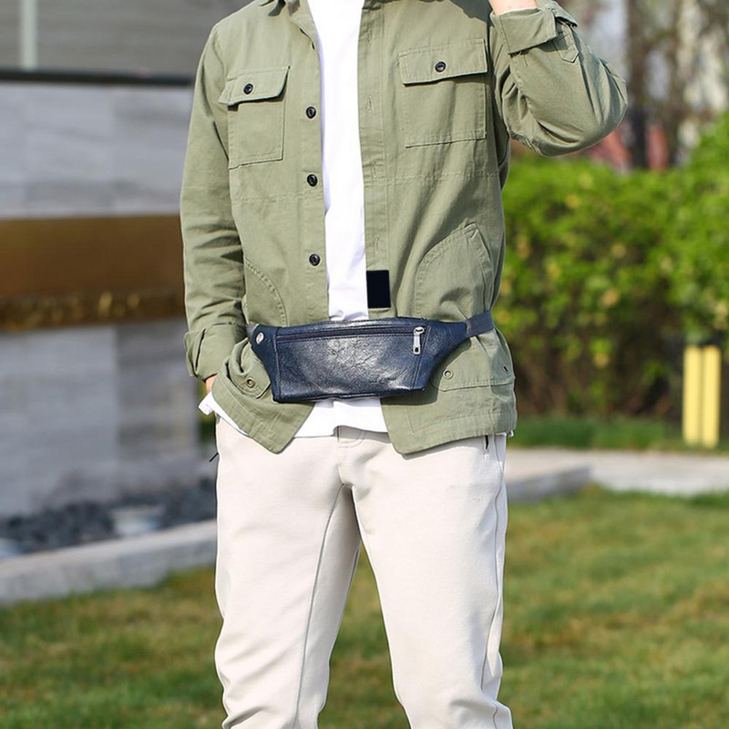 Modes Mini Fanny Pack Vīriešiem Retro PU ādas telefona maciņš Crossbody Solid Fanny jostas komplekti Ikdienas krūšu jostas plecu somas
