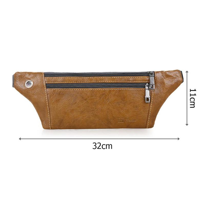 Modes Mini Fanny Pack Vīriešiem Retro PU ādas telefona maciņš Crossbody Solid Fanny jostas komplekti Ikdienas krūšu jostas plecu somas