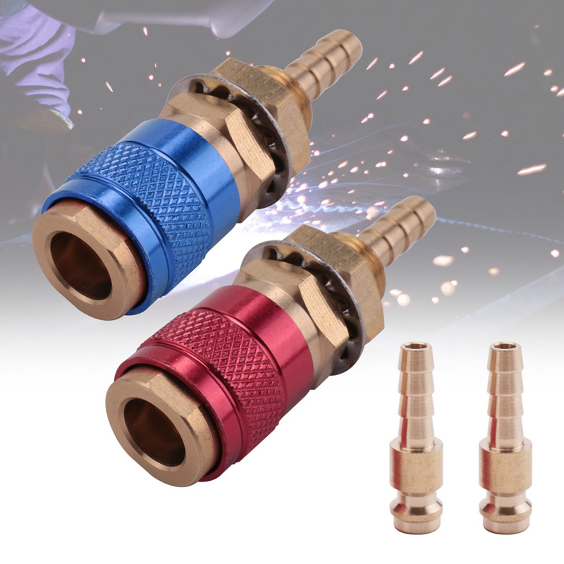 2 tk vesijahutusega õhkjahutusega gaasiveeadapteri kiirühendus MIG TIG keevituspõleti pistik, sinine+punane