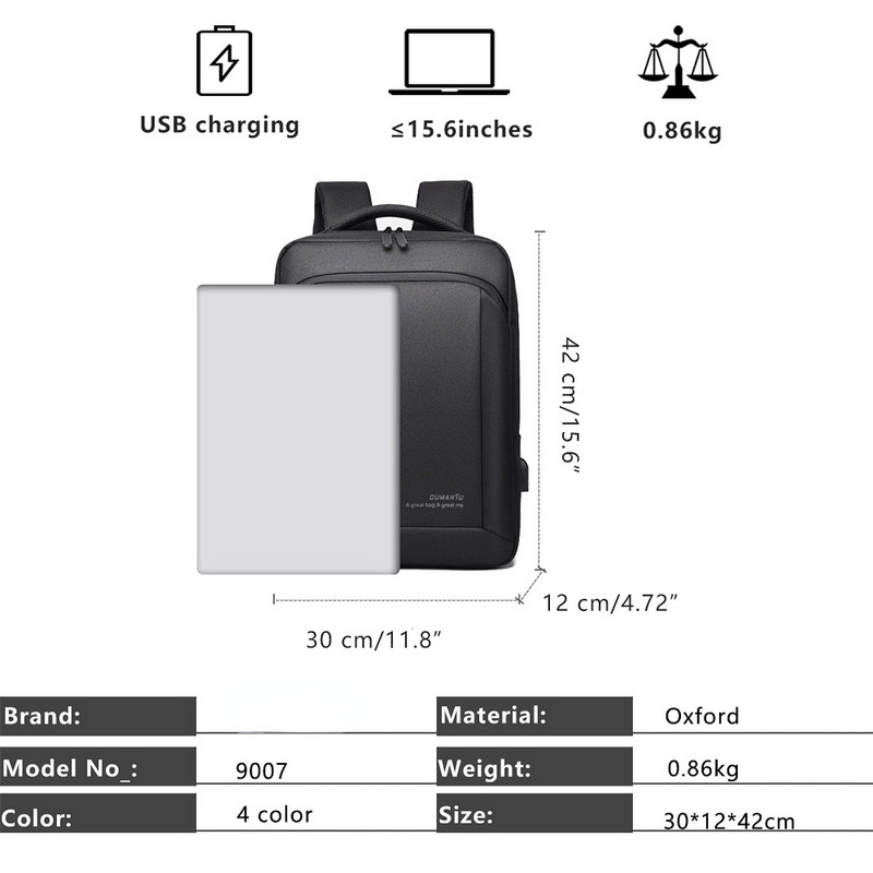 Rucsac bărbați Business 15.6 inch Waterprof Laptop Rucsac Geantă Rucsac Sport Gym Boy Shool Big Daypack Masculin Mochila Rucsacuri