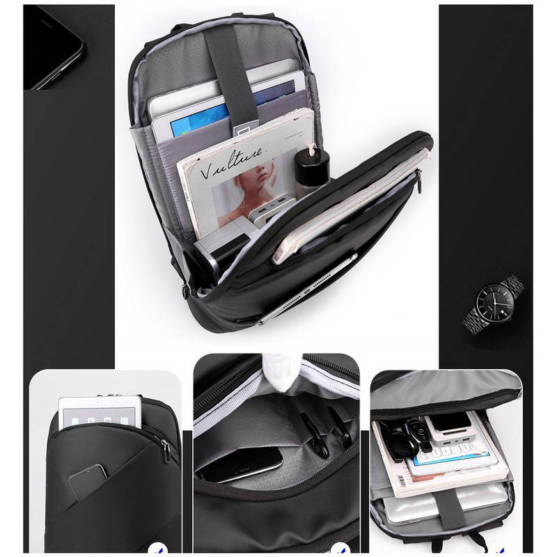 Vīriešu mugursomas Īpaši plāna klēpjdatora soma 15,6 collu biznesa ceļojumu viegla mugursoma, ūdensizturīga skolēnu skolas somas Mochilas Para Mujer