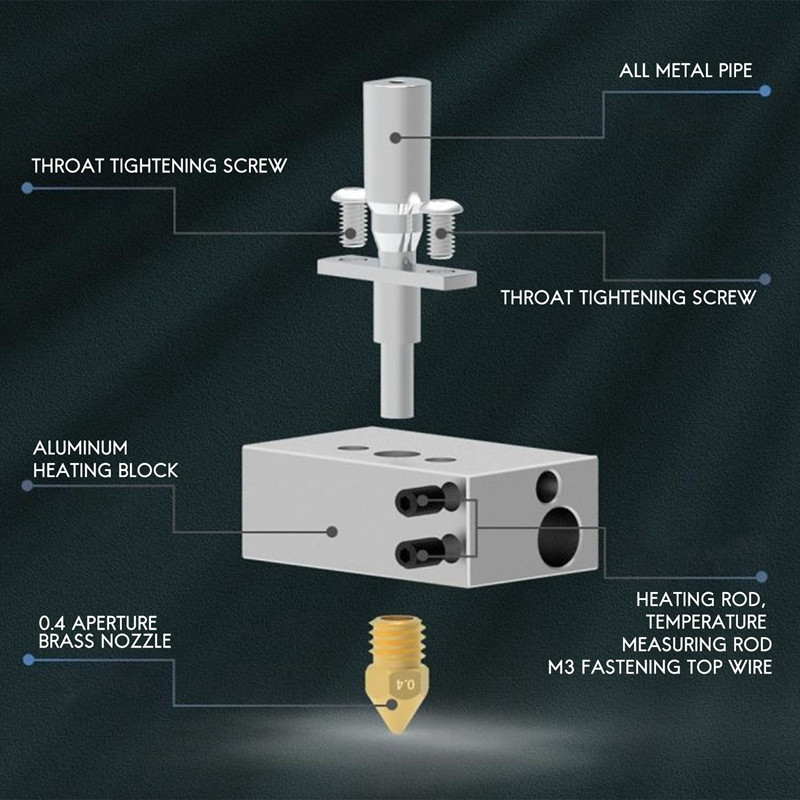 5 vnt. tinka Zortrax M200 V2 karšto galo ekstruzijos galvutės šildymo antgalis 0,4 mm antgalis