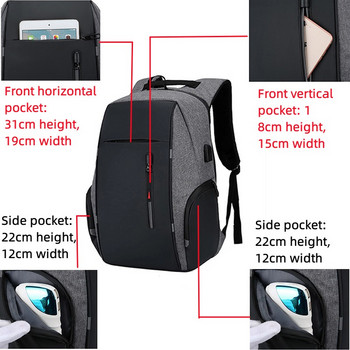 Reflective ανδρικό σακίδιο πλάτης φορητού υπολογιστή 15,6 ιντσών USB αδιάβροχο Notebook Σχολικές τσάντες επαγγελματικών ταξιδιών Πακέτο τσάντα για άνδρες γυναίκες Γυναίκα