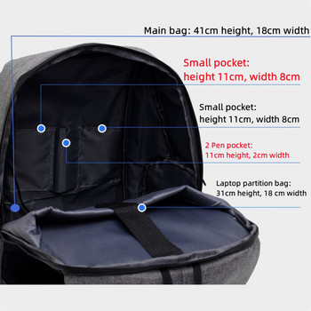 Светлоотразителна мъжка 15,6-инчова раница за лаптоп USB водоустойчива тетрадка Ученически чанти за бизнес пътуване Чанта за мъже, жени, жени