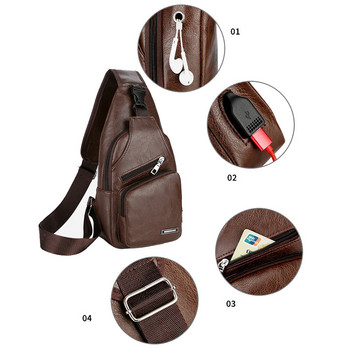 Нова модна бизнес чанта Мъжка кожена USB портативна зареждаща ежедневна спортна раница През рамо Чанта за открито Чанта за ракла