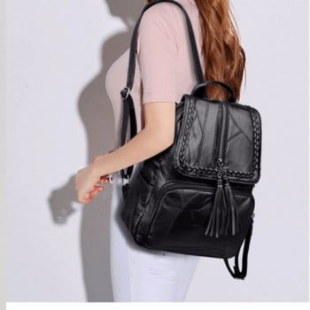 Модна дамска раница за свободното време Пътна мека PU кожена чанта Чанта през рамо Чанти за жени