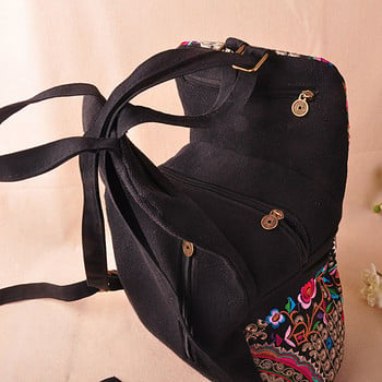 Veowalk Vintage καλλιτεχνικά κεντημένα γυναικεία σακίδια από καμβά Χειροποίητα φλοράλ κεντήματα Σχολική τσάντα τσάντα τζιν Τσάντες ταξιδίου
