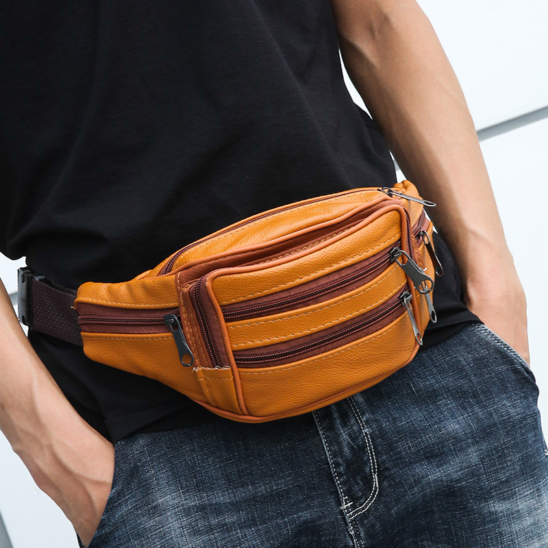 Fanny Pack valódi bőr Férfi Női Deréktáska Női Öv Férfi Csípő Has Váll Crossbody Cross Body Banano Kézitáska