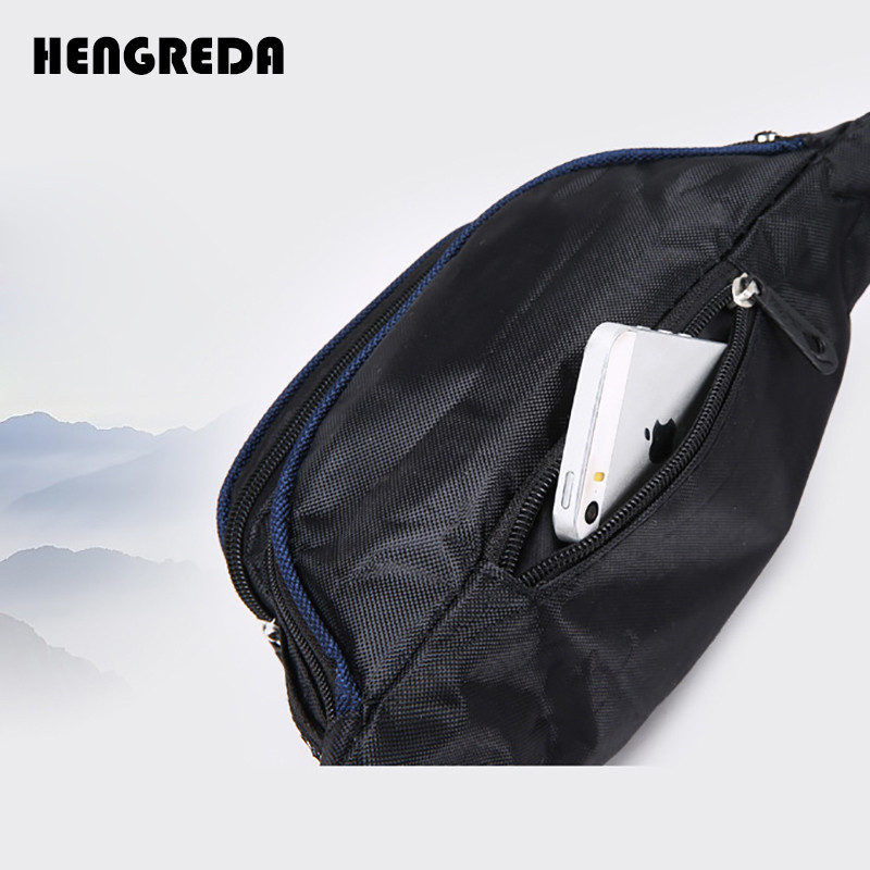 HENGREDA izturīga Fanny Pack neilona jostas soma ar sānu kabatu pretaizdzīšanas soma Vīriešu soma, kas piemērota 6 collu tālrunim