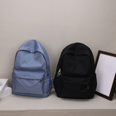 Moteriška nailoninė kuprinė su užtrauktuku Preppy Style Studentų Vienspalvės mokyklinės kuprinės Mergaitėms Didelės talpos kuprinės