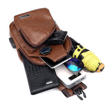 2022 Мъжка USB чанта за зареждане Мъжка чанта за гърди за персонализирана PU PVC чанта през рамо Диагонален пакет Пътна чанта Messenger Чанти през тялото
