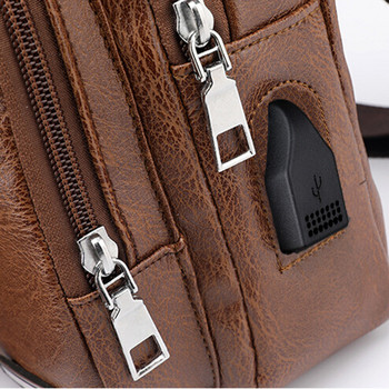 2022 Мъжка USB чанта за зареждане Мъжка чанта за гърди за персонализирана PU PVC чанта през рамо Диагонален пакет Пътна чанта Messenger Чанти през тялото