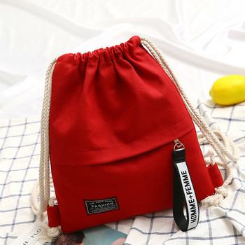 1 pc καμβάς σχολική τσάντα διπλό σακίδιο πλάτης με κορδόνια ώμου Φορητό casual σακίδιο πλάτης ανδρικό σακίδιο πλάτης