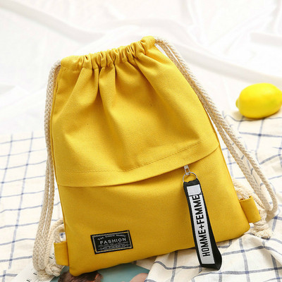 1 pc καμβάς σχολική τσάντα διπλό σακίδιο πλάτης με κορδόνια ώμου Φορητό casual σακίδιο πλάτης ανδρικό σακίδιο πλάτης