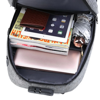 Бизнес раница за лаптоп Водоустойчива многофункционална чанта за лаптоп 15,6-инчова ученическа чанта с USB зареждане Ежедневна раница от плат Oxford