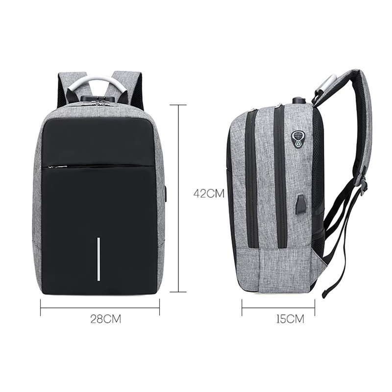 Üzleti laptop hátizsák vízálló, többfunkciós táska laptophoz 15,6 hüvelykes USB-töltős iskolatáska, alkalmi oxfordi szövet hátizsák
