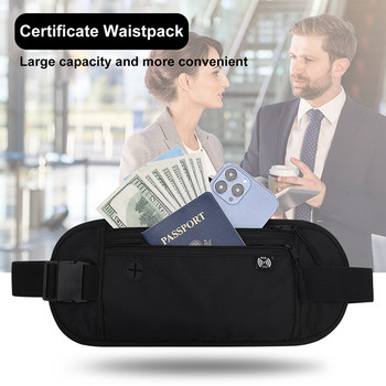 Многофункционална външна чанта за кръста Водоустойчива невидима спортна чанта за кръста Двуслоен билет с цип Съхранение на паспорт Сигурен портфейл